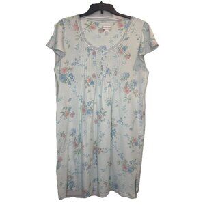 Miss Elaine Women’s Pastel Floral Print Short Sleeve Nightgown Nightshirt Sz L
